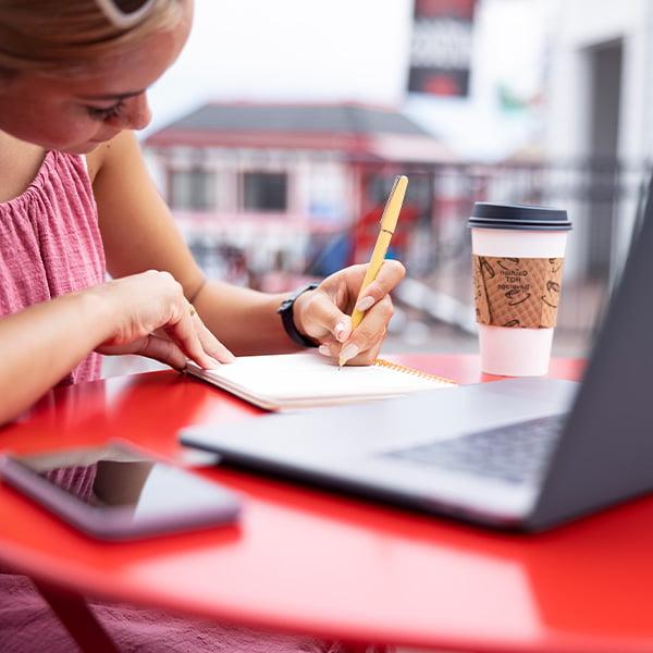 Student working on a computer